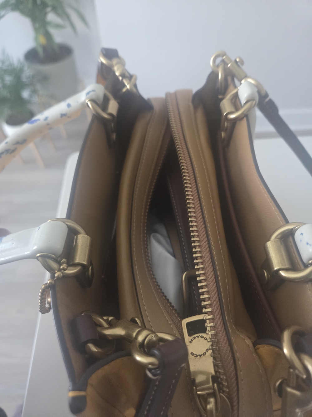 Coach Yellow Leather Tote with Gold Tag - Picture 3 of 3